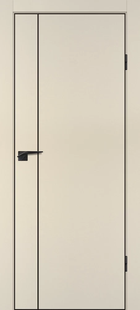 Фото Межкомнатная дверь P-21  черный молдинг PET,  кромка ABS черная c 4-х ст. Бежевый матовый