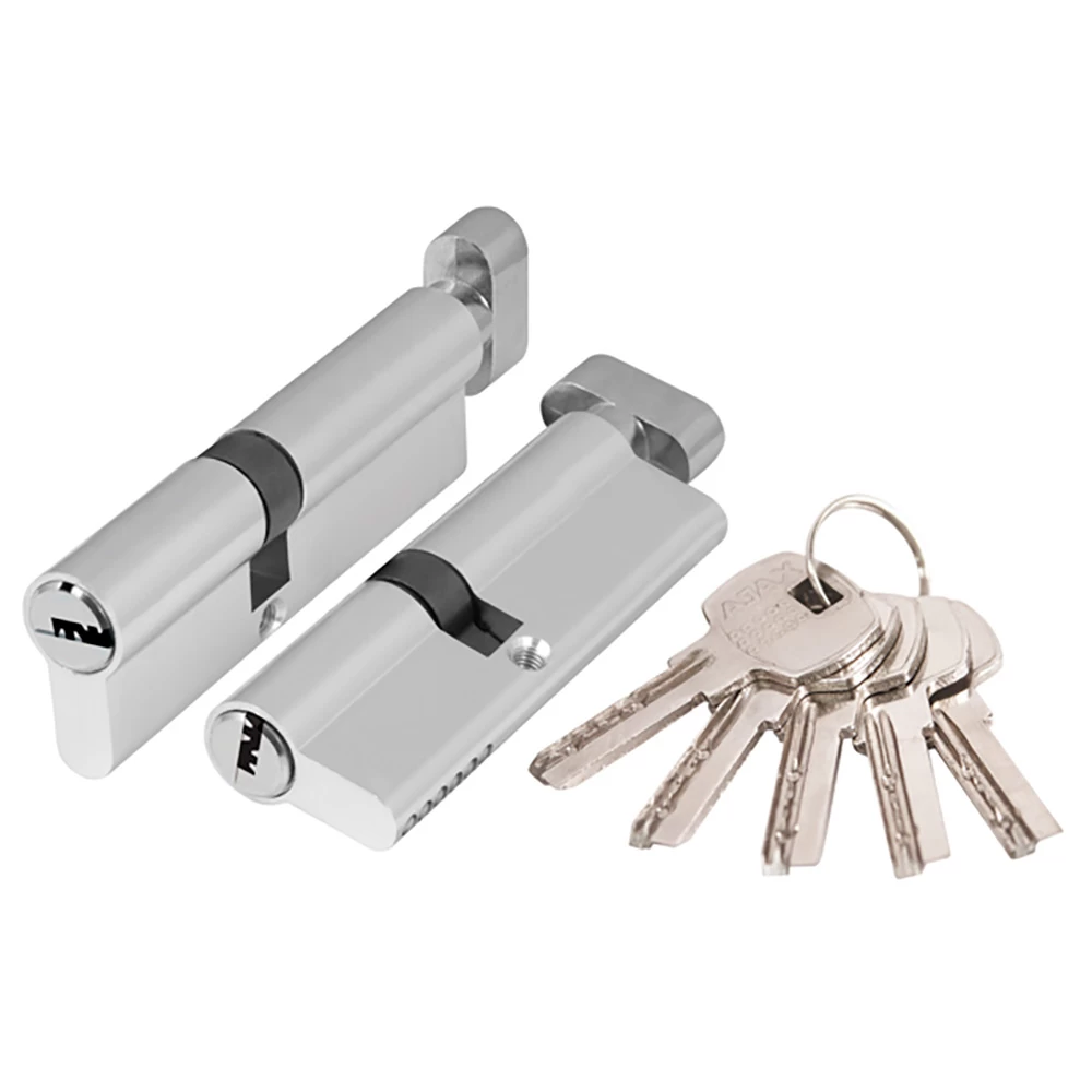 Фото Цилиндровый механизм (AX202/80) AX2002Knob80 (30+10+40) CP хром с вертушкой